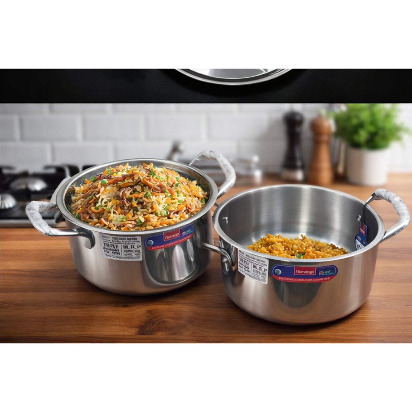 Triply Briyani Pot, Heavy Bottom, Stainless Steel Cookware, Gas & Induction Base Cookware for Dum Biryani, Pulao, Curries & Everyday Meals - Durable & Food Safe (24cm)(5 L)