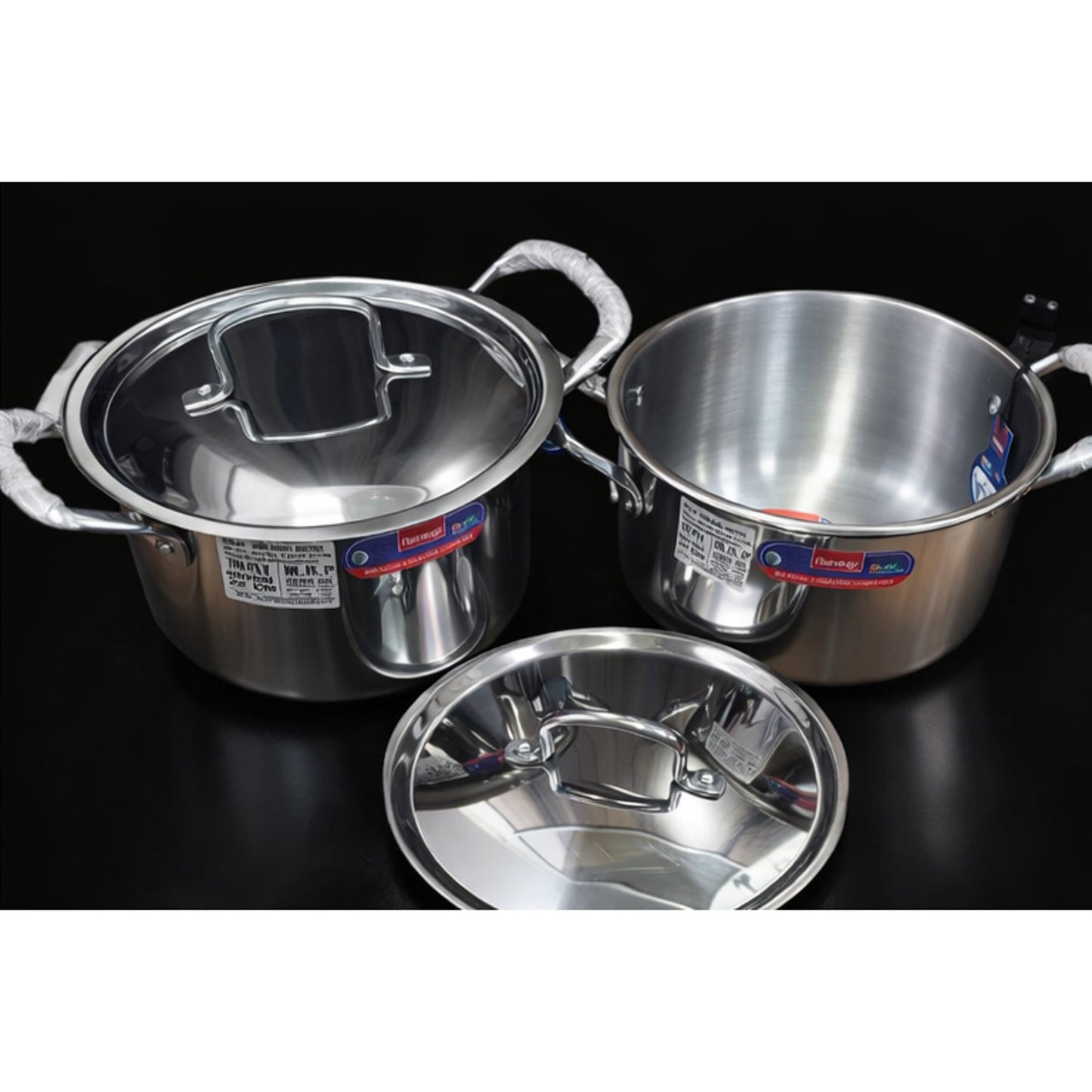 Triply Briyani Pot, Heavy Bottom, Stainless Steel Cookware, Gas & Induction Base Cookware for Dum Biryani, Pulao, Curries & Everyday Meals - Durable & Food Safe (24cm)(5 L)